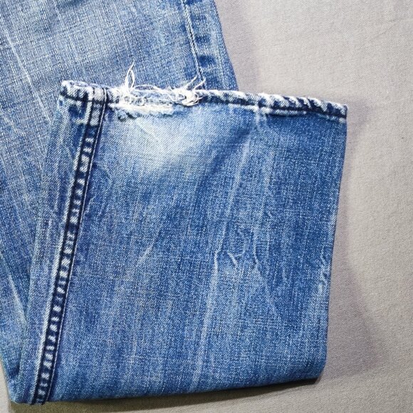 Buffalo jeans Six authentic men's size 31x32 hard washed blue frayed distressed - Picture 11 of 14